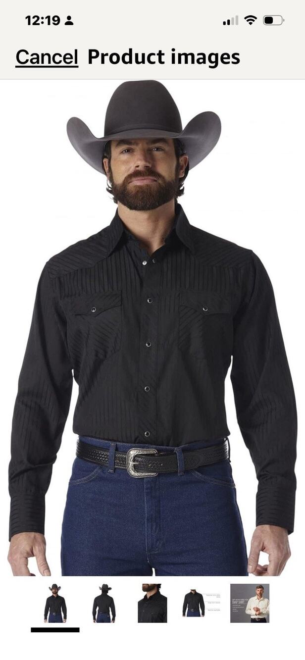 Wrangler Sport Western Snap Long-Sleeve Shirt for Men - Black - L